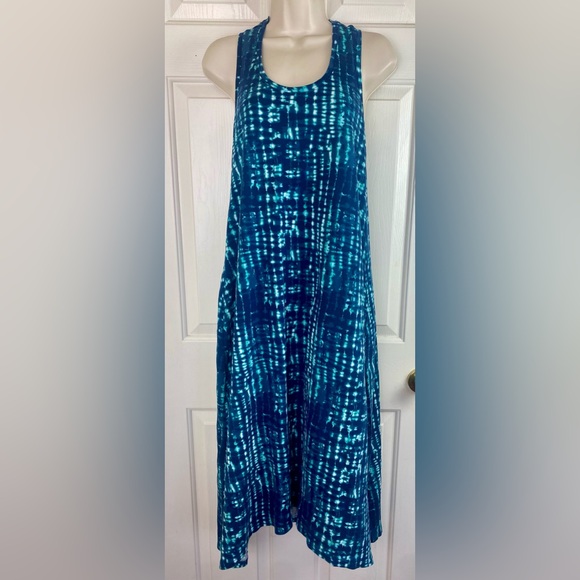 HALSTON STUDIO NAVY BLUE ORGANIC COTTON MAXI FLARE DRESS SIZE Small - Picture 3 of 3